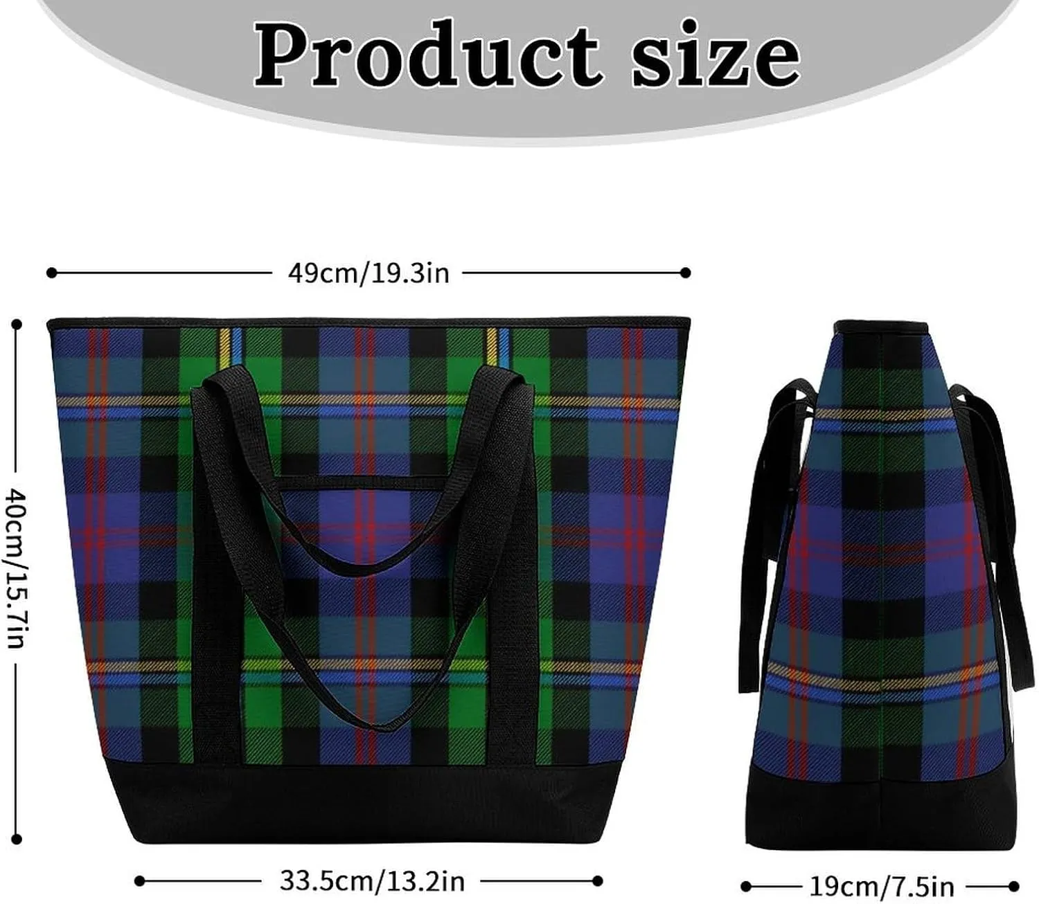 Clan Tartan Blue And Green Fashionable Large Capacity Insulated Shopping Bag
