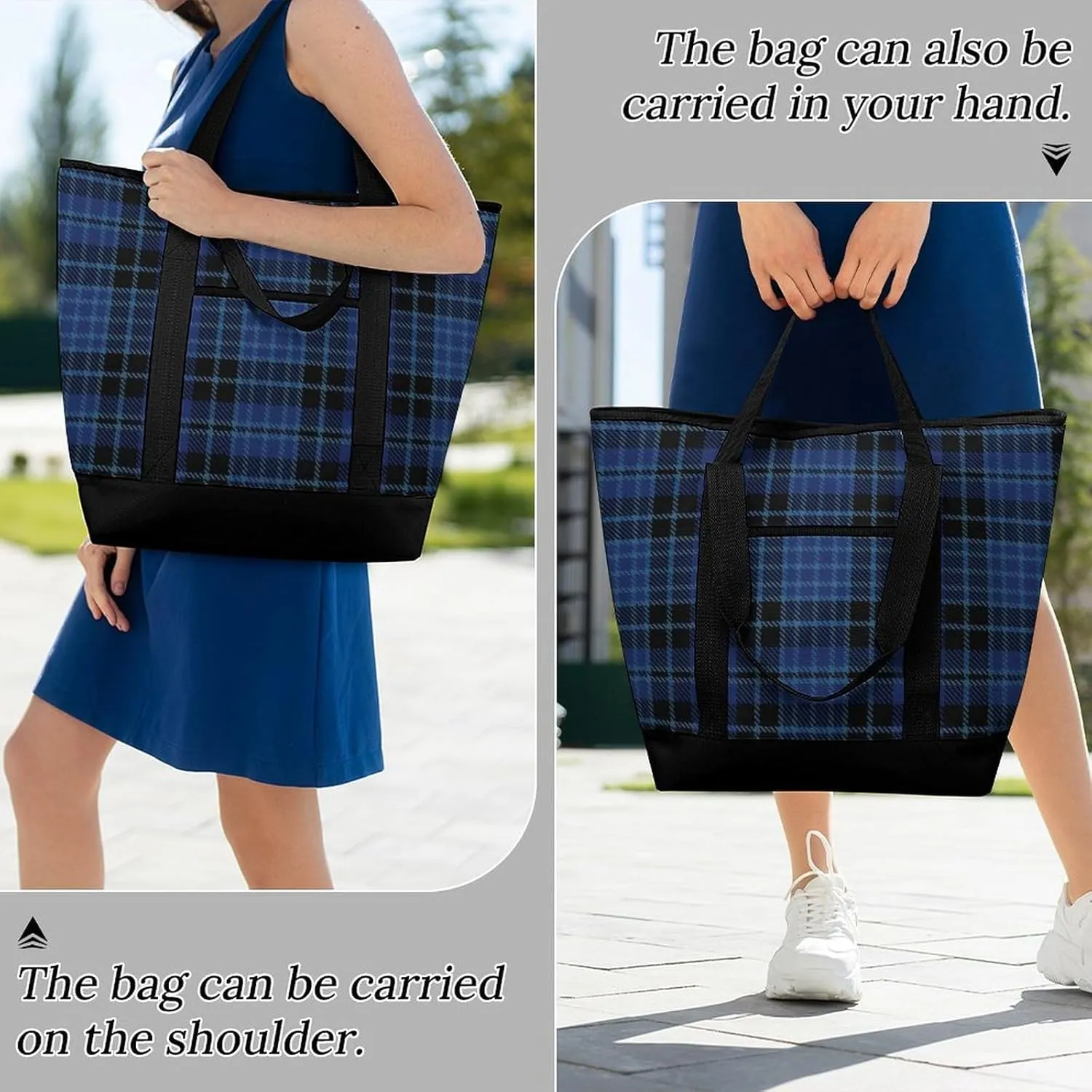Clan Tartan Blue And Green Fashionable Large Capacity Insulated Shopping Bag