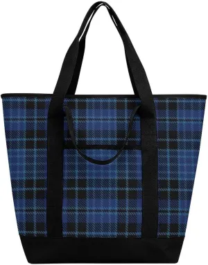 Clan Tartan Blue And Green Fashionable Large Capacity Insulated Shopping Bag