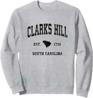 Clarks Hill South Carolina SC Vintage Athletic Black Sports Sweatshirt