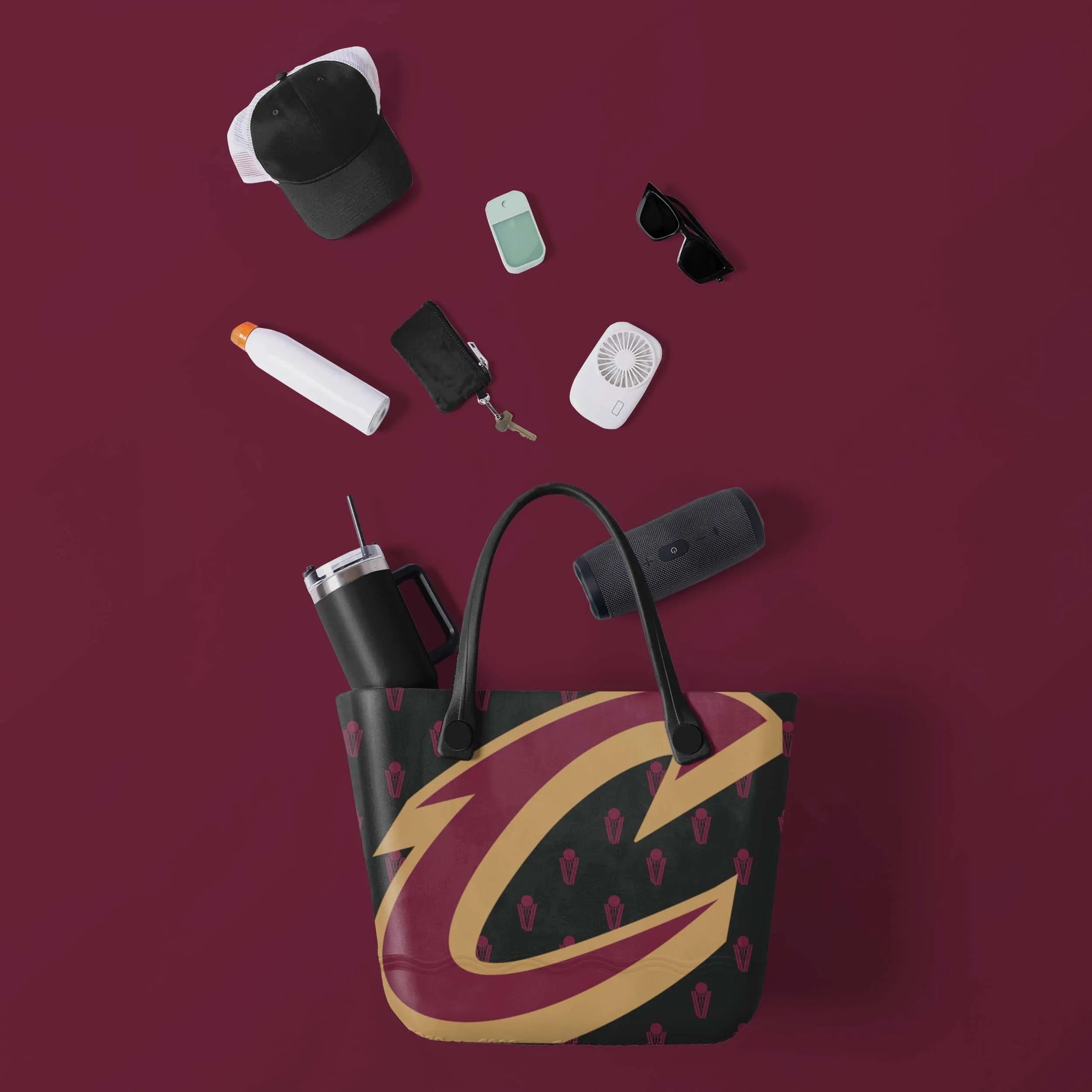 Cleveland Cavaliers Big Logo Mini Print Tailgate Tote Bag
