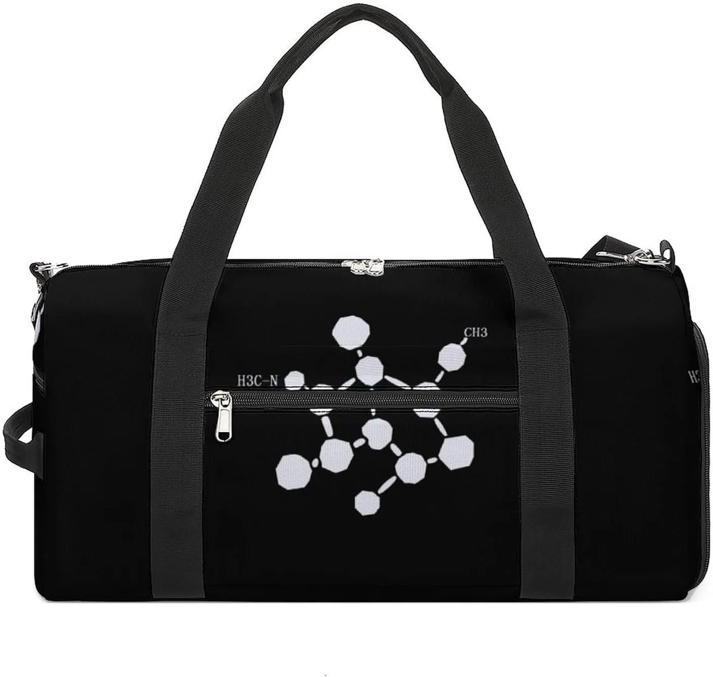 Cocaine Molecule Formula Chemistry Duffle Bag Waterproof Gym Tote Bags Travel Overnight Bags with Shoes Compartment