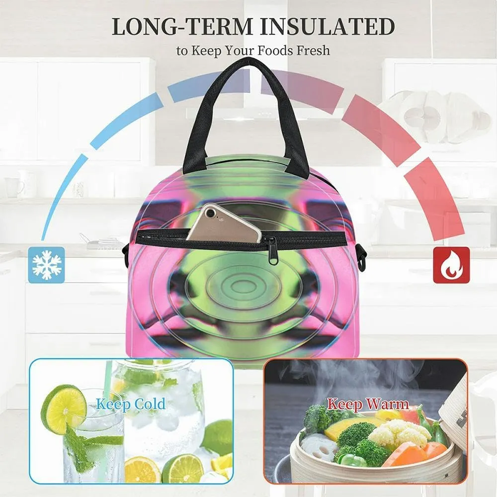 Collage plaster antique sculpture human face a pop art style Modern Insulated Adult Lunch Bag with Shoulder Strap for Women Lightweight Reusable Portable Freezable Lunch Tote Bag for Work Picnic