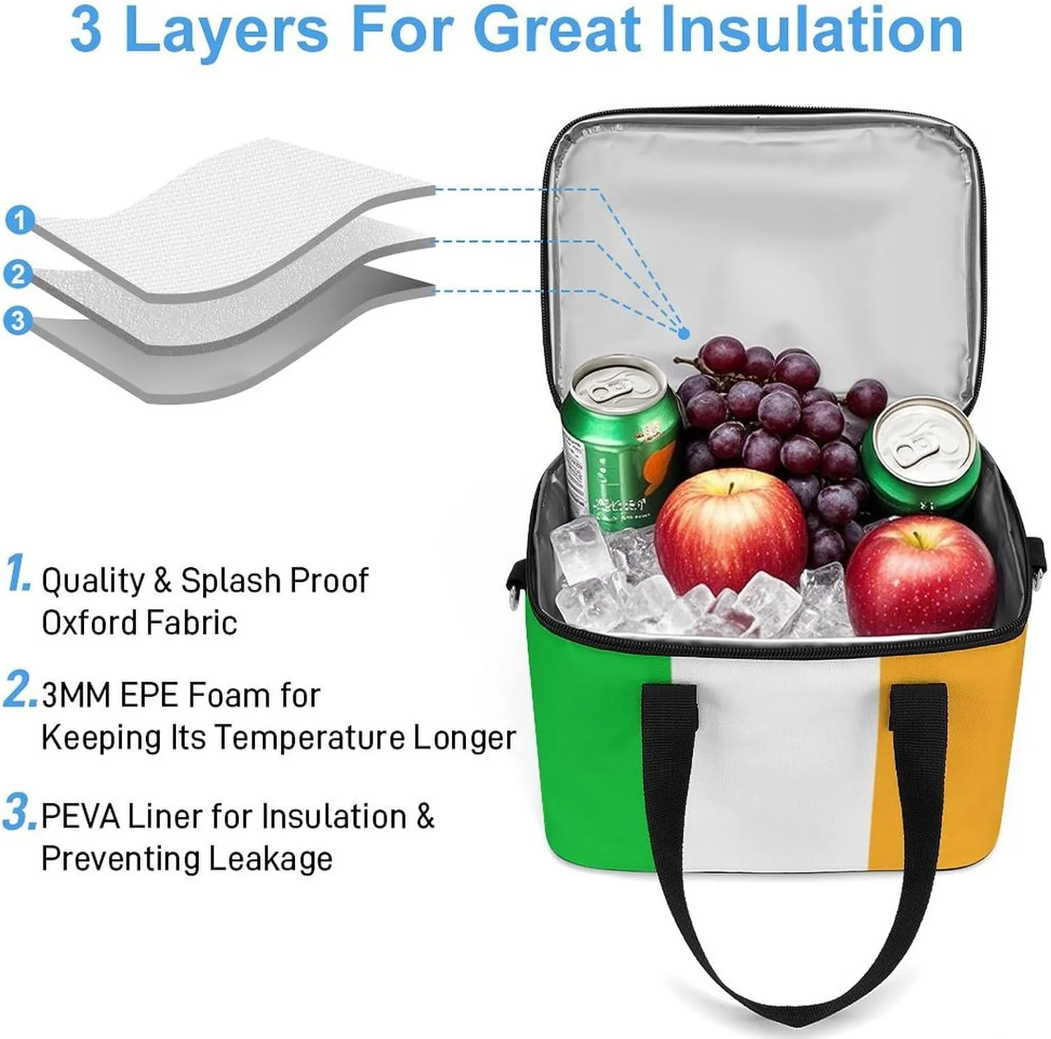 Collapsible Cooler Bag Camping Cooler Tote Lunch Cooler Insulated Waterproof Lunch Box for Picnic Beach Travel