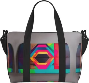 Colored Wooden Board Print Portable Travel Duffel Bag,Ideal For Business And Private Travel