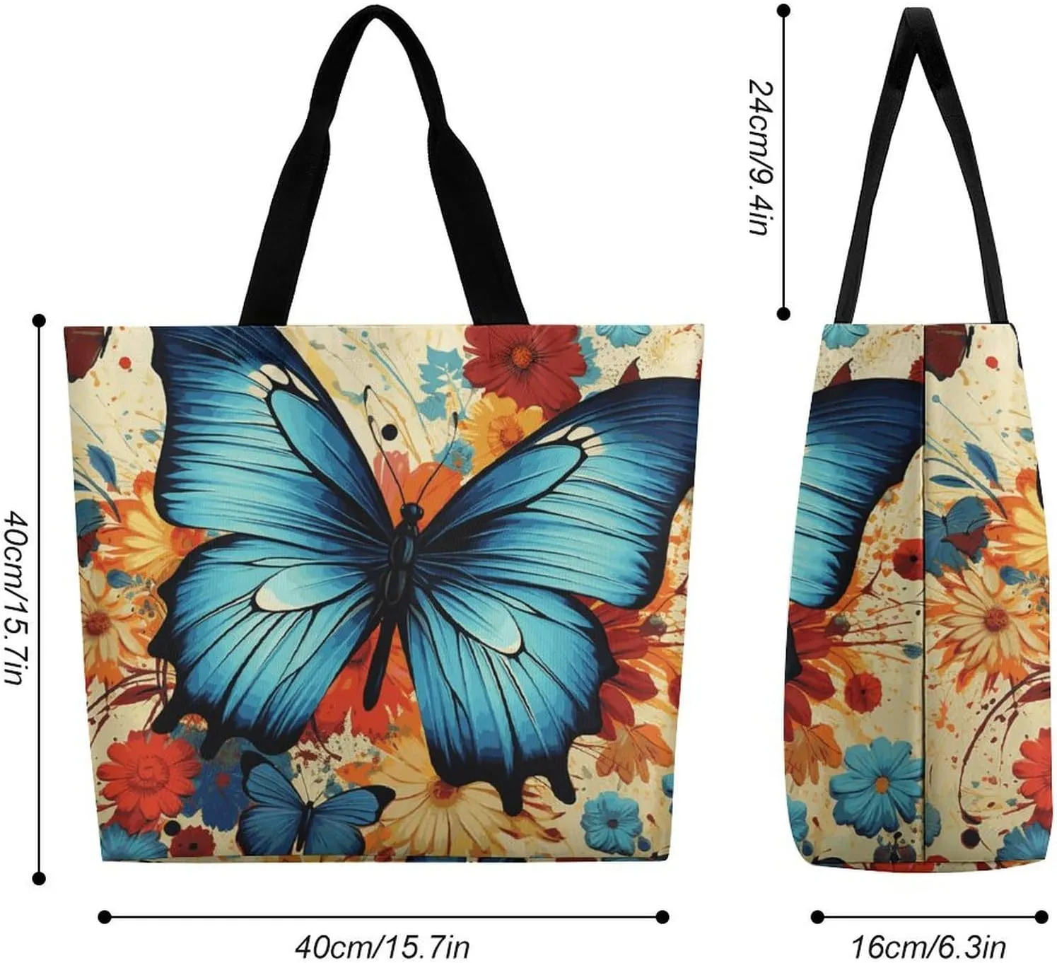 Colorful Buttons Tote Bags, Reusable Grocery Bags, Large Shopping Bag, Shoulder Bag for Women