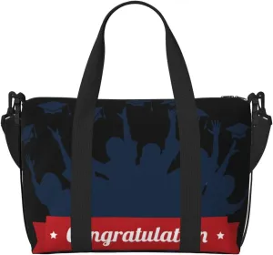 Congratulation Graduate Travel Bag for Women Men Weekender Bags Carry on Overnight Bag Tote Bag Yoga Gym Bag for Gym, Work, Weekend, Travel, Personal Items