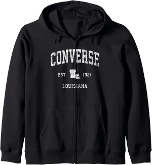 Converse Louisiana LA Vintage Athletic Sports Design Zip Hoodie