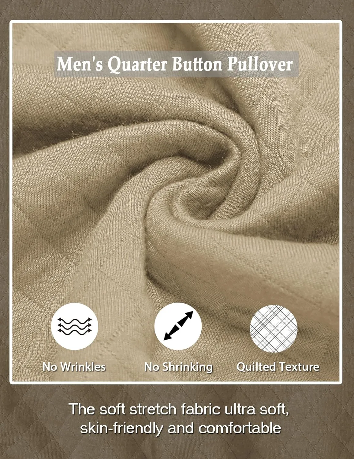 COOFANDY Mens Quarter Sweatshirt Quilted Long Sleeve Mock Neck Active Sweater Waffle Pullover Polo Shirts With Pockets