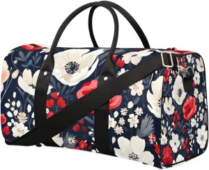 Cool Red Poppy Travel Duffel Bag for Women Men Waterproof Foldable Overnight Weekender Bag Large Capacity Sports Gym Bag