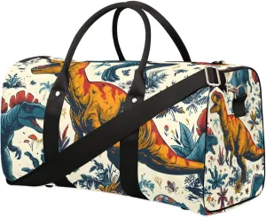 Cool Wild Dinosaur Travel Duffel Bag for Women Men Waterproof Foldable Overnight Weekender Bag Large Capacity Sports Gym Bag
