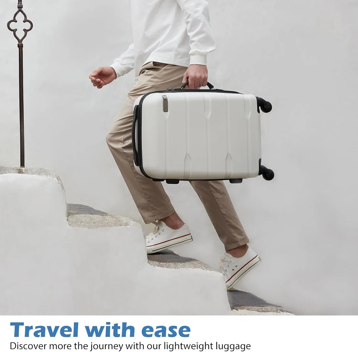 Coolife Luggage Expandable 3 Piece Sets PC ABS Spinner Suitcase 20 inch 24 inch 28 inch (Caribbean Blue., 3 piece set)