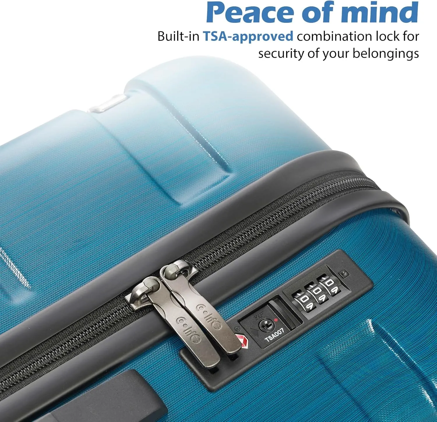 Coolife Luggage Expandable 3 Piece Sets PC ABS Spinner Suitcase 20 inch 24 inch 28 inch (Caribbean Blue., 3 piece set)