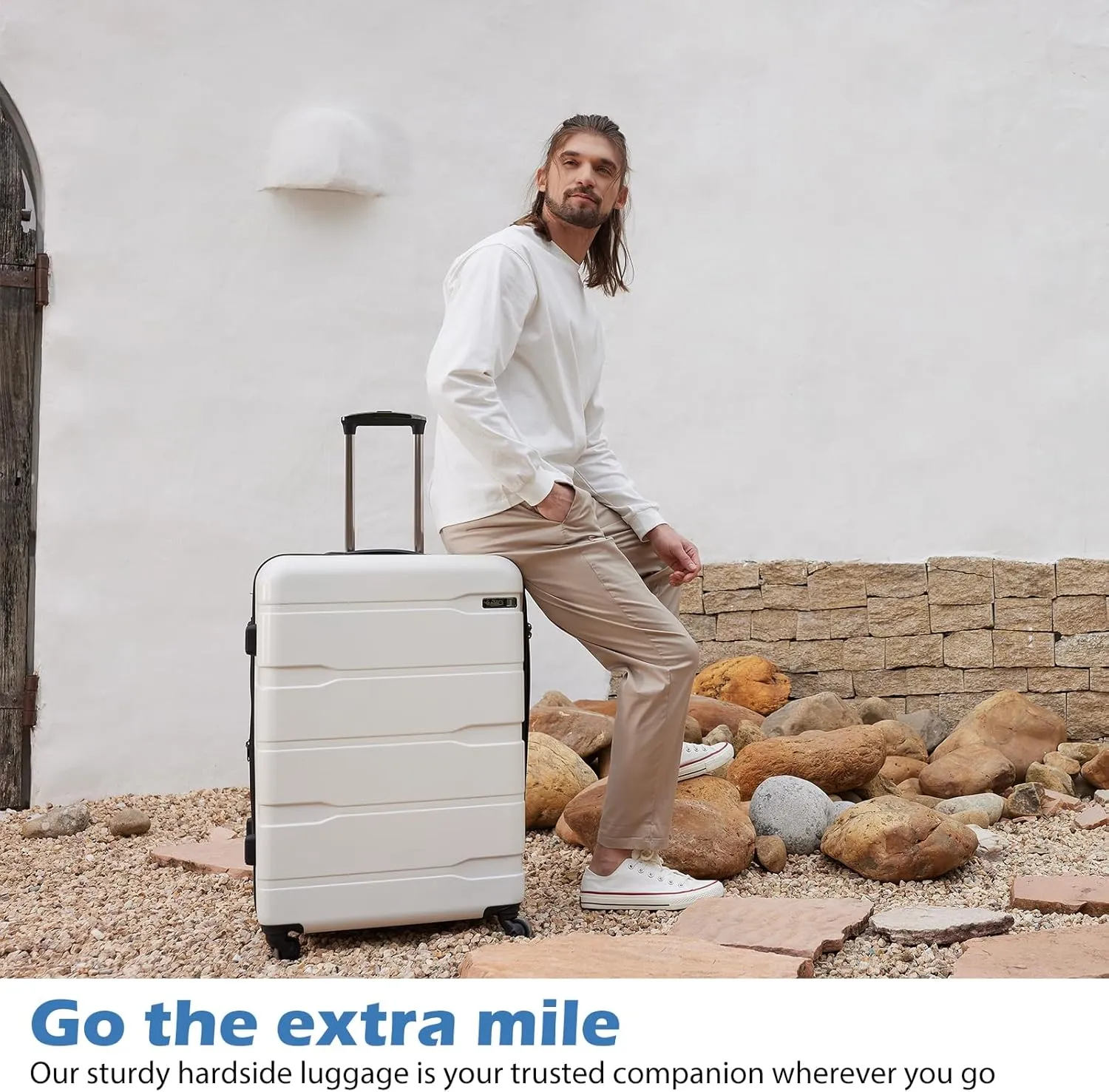 Coolife Luggage Expandable(only 28") Suitcase PC ABS Spinner Built-In TSA lock 20in 24in 28in Carry on (Charcoal., M(24in).)