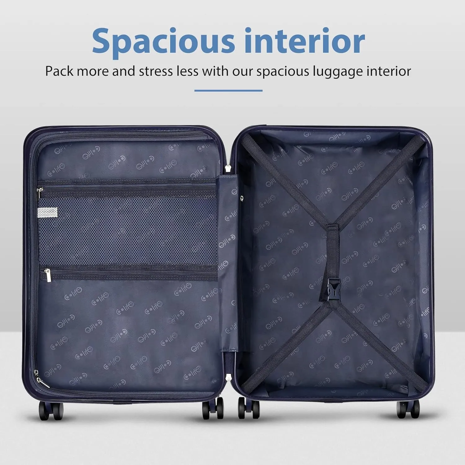 Coolife Luggage Suitcase expandable (only 28”) ABS PC Spinner suitcase with TSA Lock carry on 20 in 24in 28in