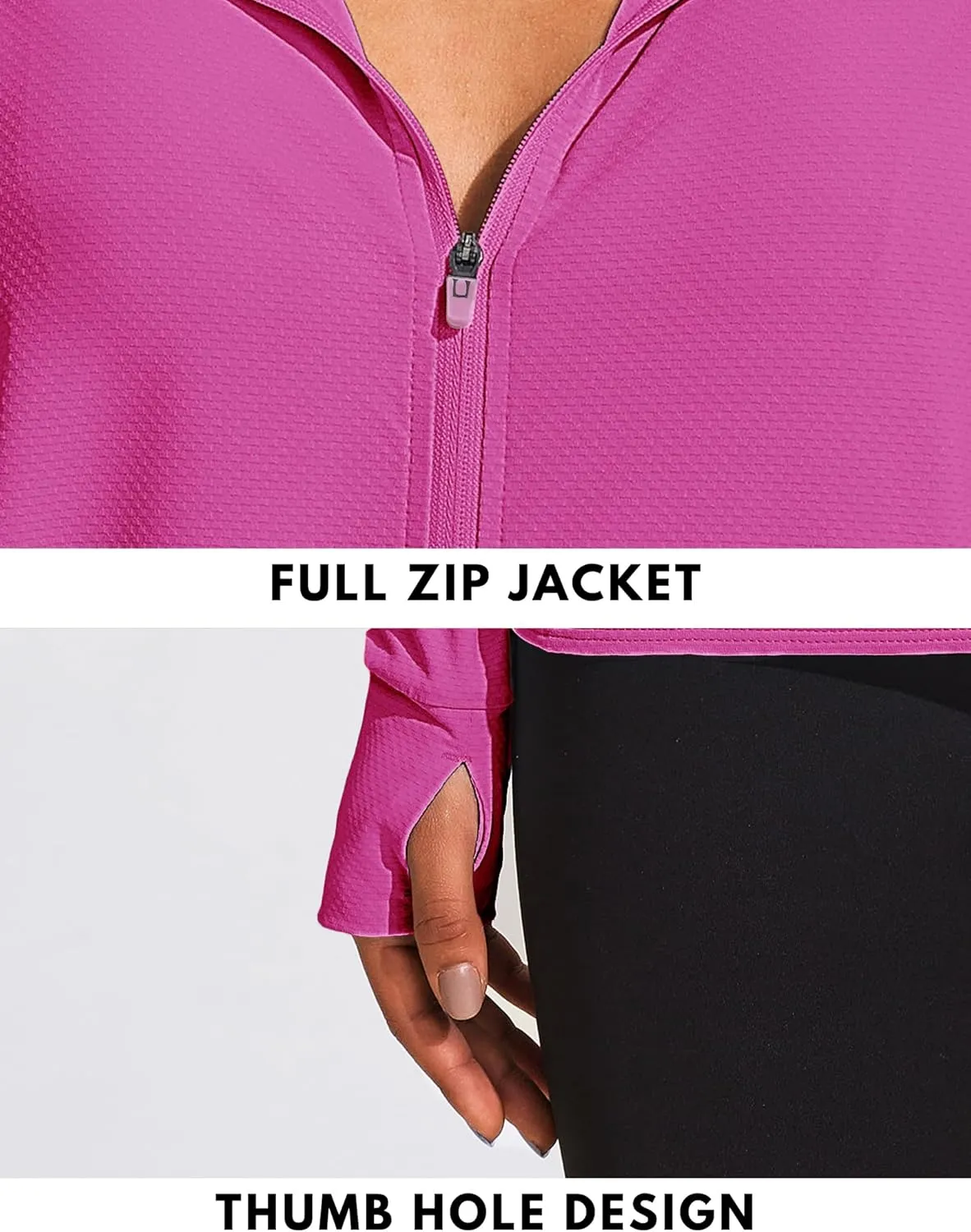 COOrun Women's UPF 50  Jackets Sun Protection Golf Athletic Jackets Lightweight Full Zip Long Sleeve Shirts with Pockets