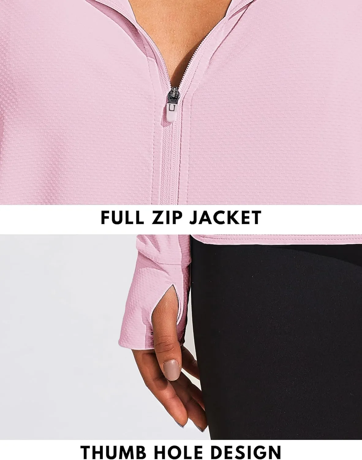 COOrun Women's UPF 50  Jackets Sun Protection Golf Athletic Jackets Lightweight Full Zip Long Sleeve Shirts with Pockets