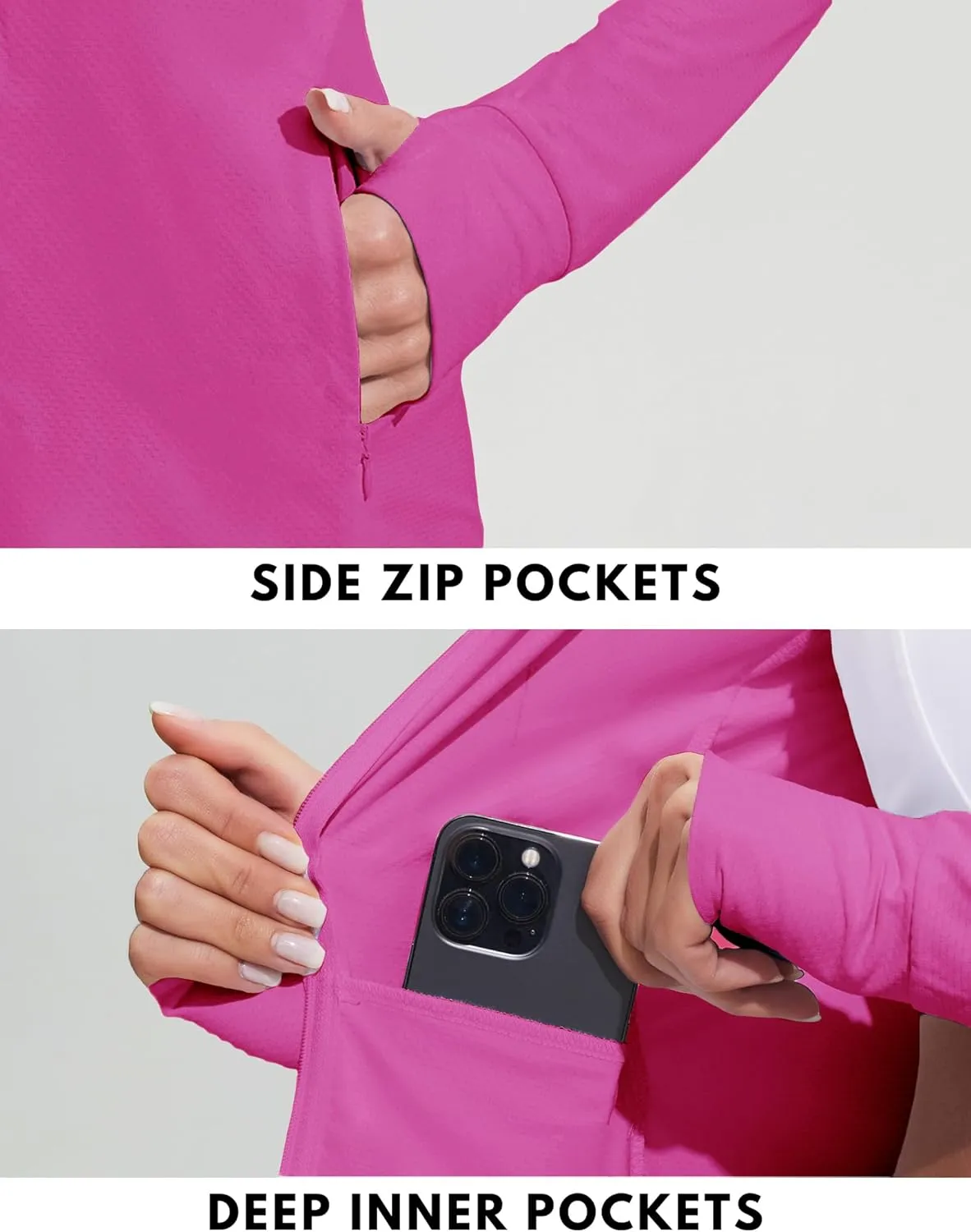 COOrun Women's UPF 50  Jackets Sun Protection Golf Athletic Jackets Lightweight Full Zip Long Sleeve Shirts with Pockets