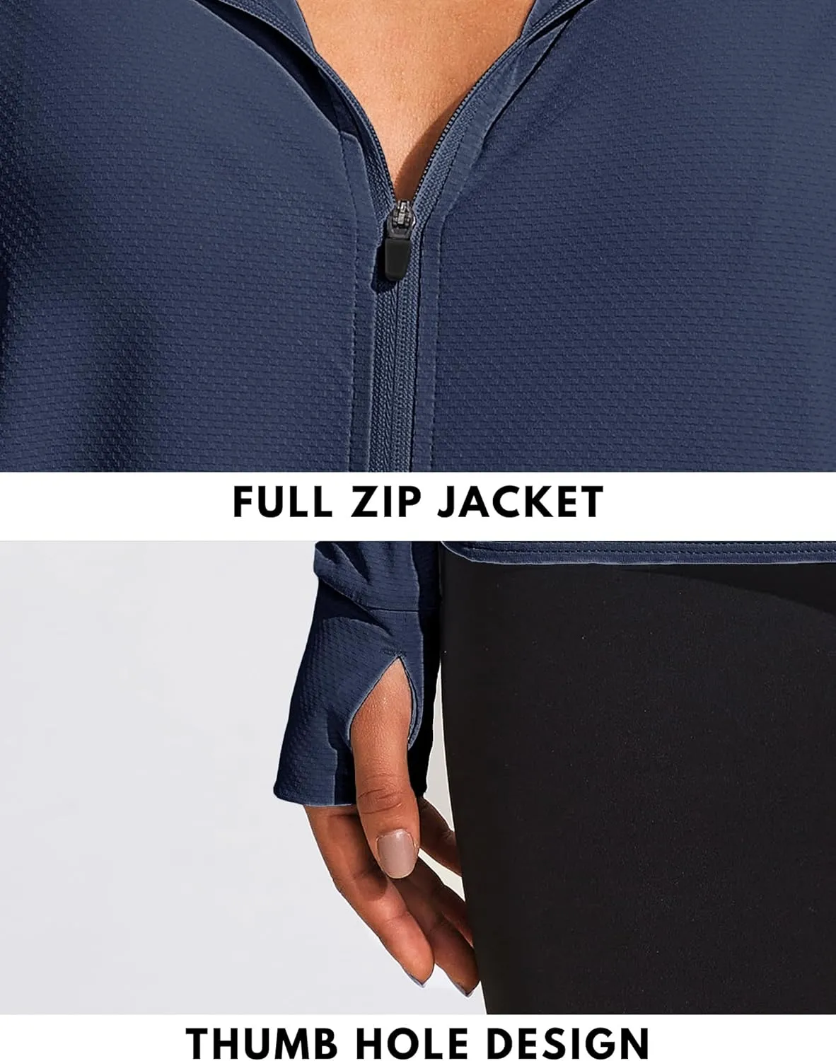 COOrun Women's UPF 50  Jackets Sun Protection Golf Athletic Jackets Lightweight Full Zip Long Sleeve Shirts with Pockets