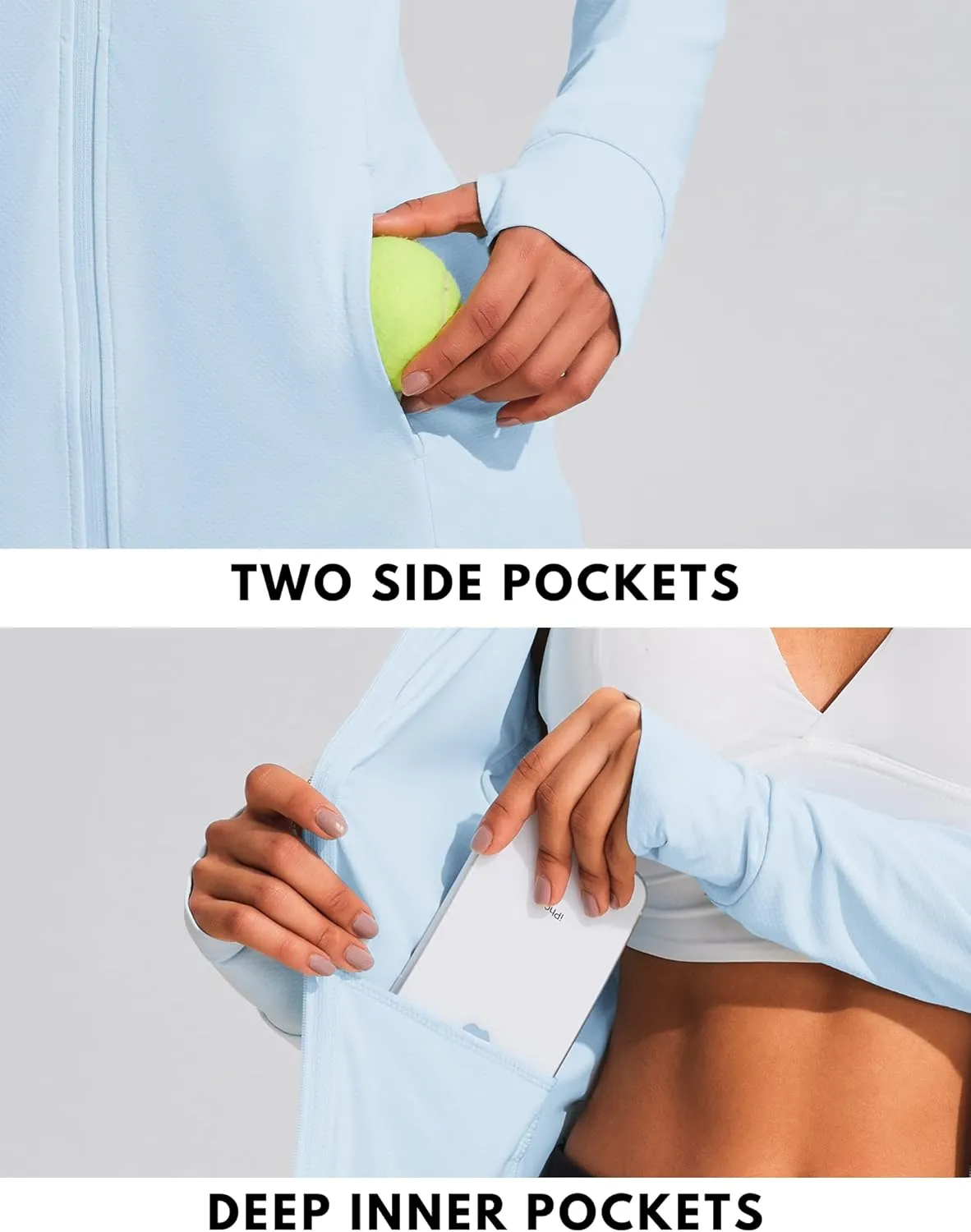 COOrun Women's UPF 50  Sun Protection Hoodie Jackets Full Zip Long Sleeve Active Shirts Outdoor Hiking Running