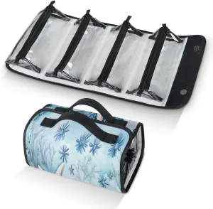 Coral Starfish Travel Toiletry Bag Cosmetic Bag Organizer Foldable Waterproof Makeup Bags with 4 PVC Pouches Clear Travel Organizer Bags for Luggage Business Trip