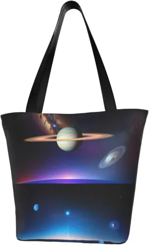 Cosmic Saturn Classic Printed Design,Large-Capacity Lightweight Quilted Handbag,Suitable For Shopping,Fitness,Fashionable And Easy To Match Life