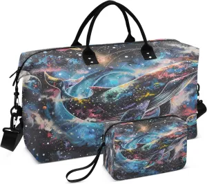 Cosmic Whale in Space Travel Duffel Bags with Toiletry Bag for Travel Gym Yoga Weekender Bag