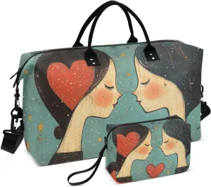 Couple Heart Duffel Bag for Travel Gym Sport, Weekender Travel Bags Carry on Overnight Bag