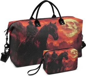 Cowboy Skull Moon Duffel Bag for Travel Gym Sport, Weekender Travel Bags Carry on Overnight Bag