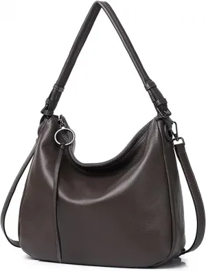 Cowhide Genuine Leather Commuter Fashion Tote Underarm Slouchy Large Shoulder Crossbody Bag
