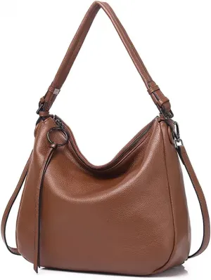Cowhide Genuine Leather Commuter Fashion Tote Underarm Slouchy Large Shoulder Crossbody Bag