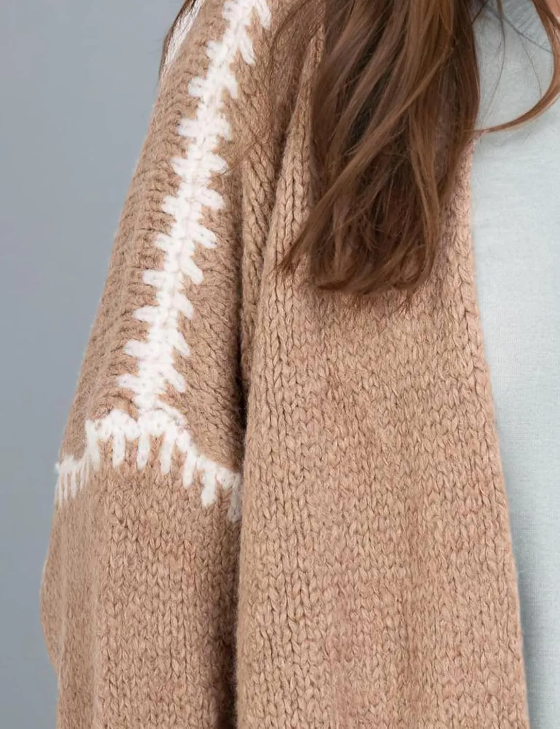 COZYPOIN Womens Fall Cardigan Sweater Casual Knit Cardigan Open Front Colorblocking Oversized Cardigan