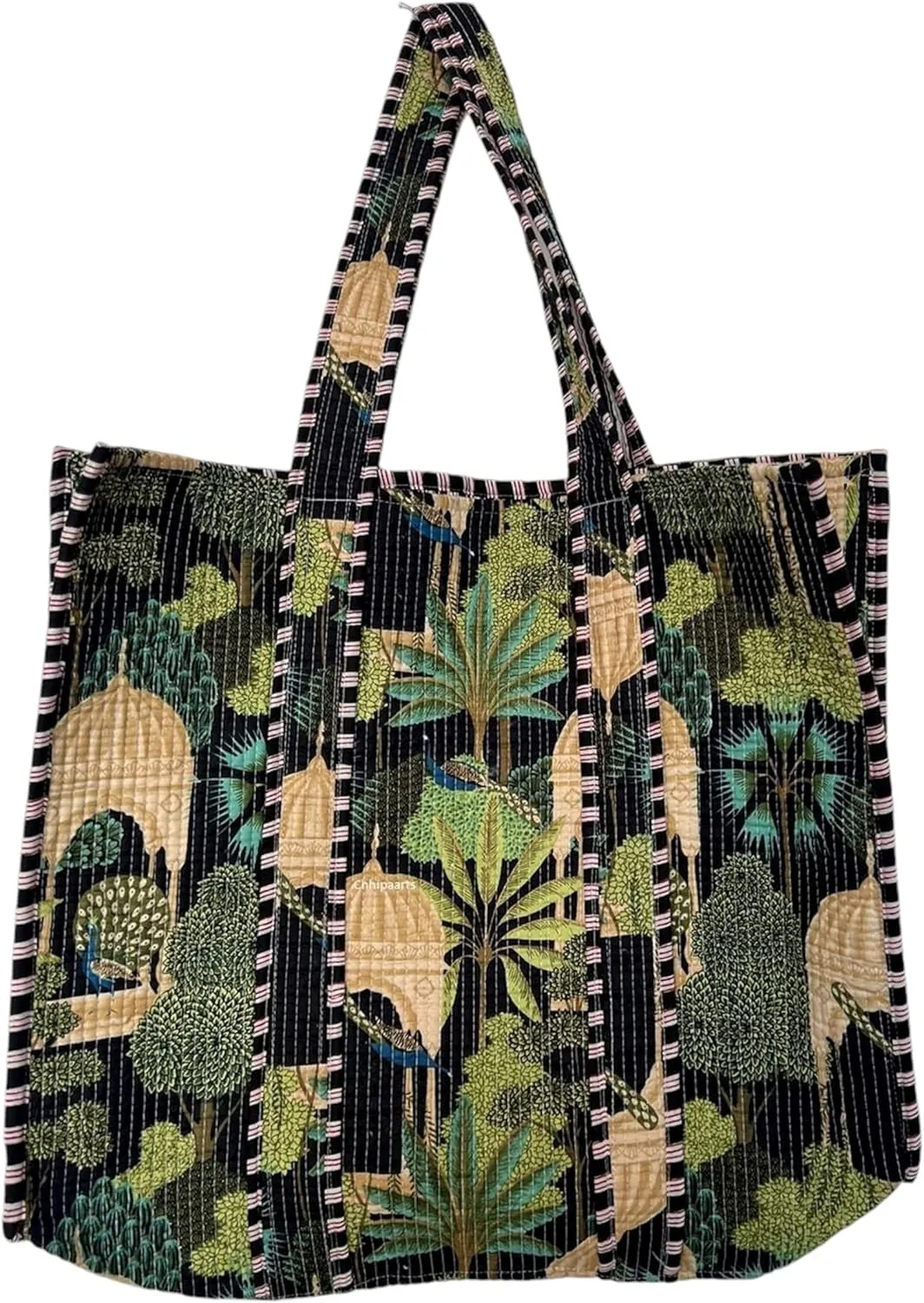 Craft Lovers Women Handblock Lightweight Travel Bag Purse Cotton Shoulder Tote Bag For Shopping Grocery & Beach Bag