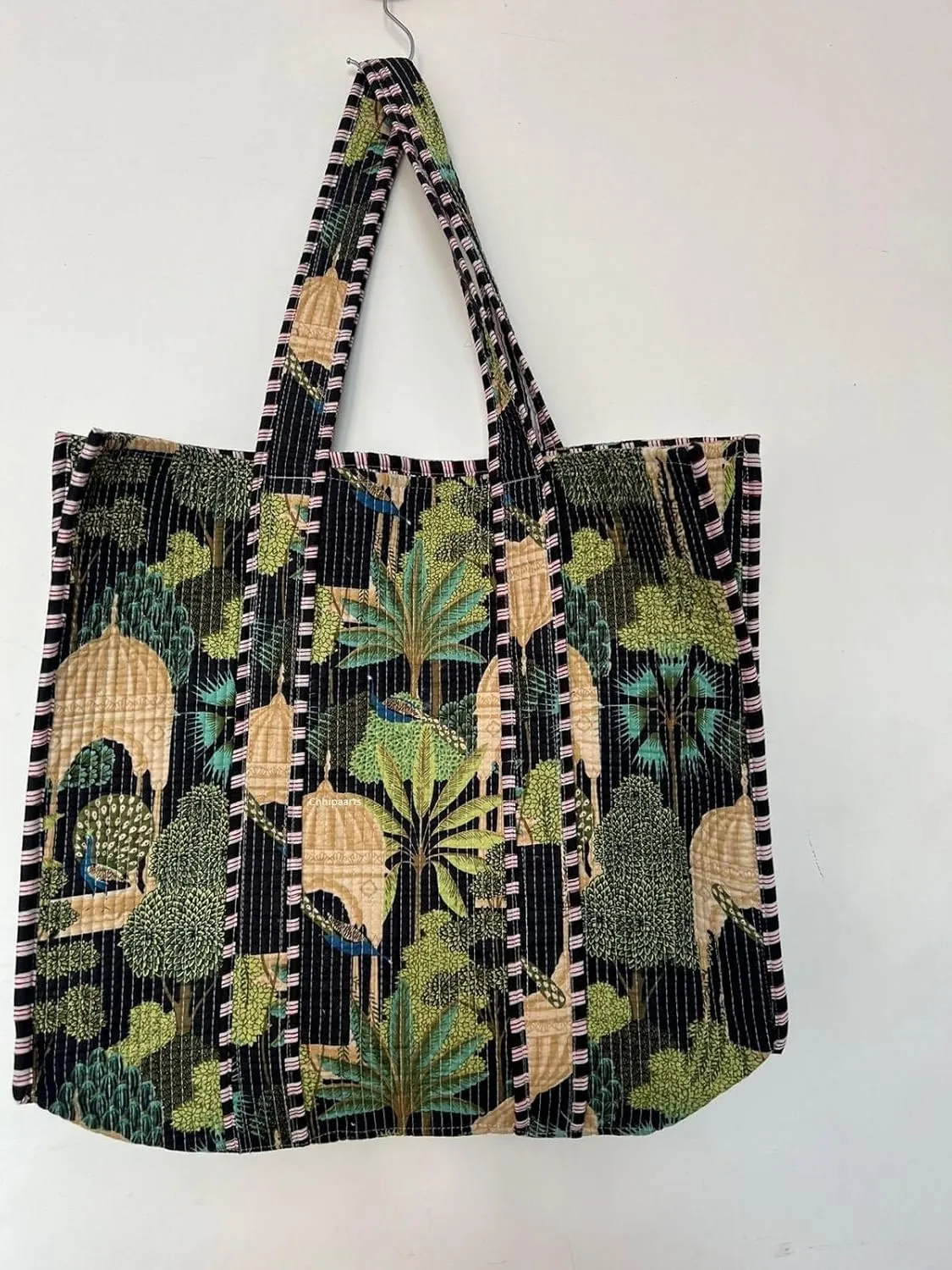 Craft Lovers Women Handblock Lightweight Travel Bag Purse Cotton Shoulder Tote Bag For Shopping Grocery & Beach Bag