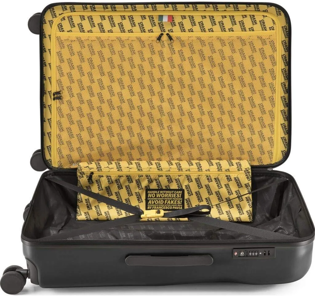 CRASH BAGGAGE Icon - 31 Inch Rolling Suitcase with 4 Spinner Wheels, Hardside Polycarbonate Travel Luggage, Lightweight, Interior Pockets, Airline Approved Lock, 99L - Large/Black