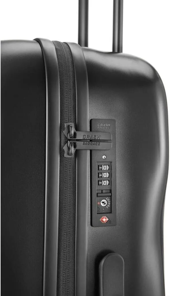 CRASH BAGGAGE Icon - 31 Inch Rolling Suitcase with 4 Spinner Wheels, Hardside Polycarbonate Travel Luggage, Lightweight, Interior Pockets, Airline Approved Lock, 99L - Large/Black