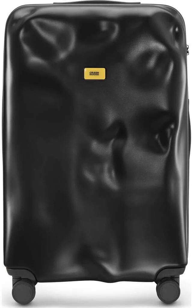 CRASH BAGGAGE Icon - 31 Inch Rolling Suitcase with 4 Spinner Wheels, Hardside Polycarbonate Travel Luggage, Lightweight, Interior Pockets, Airline Approved Lock, 99L - Large/Black