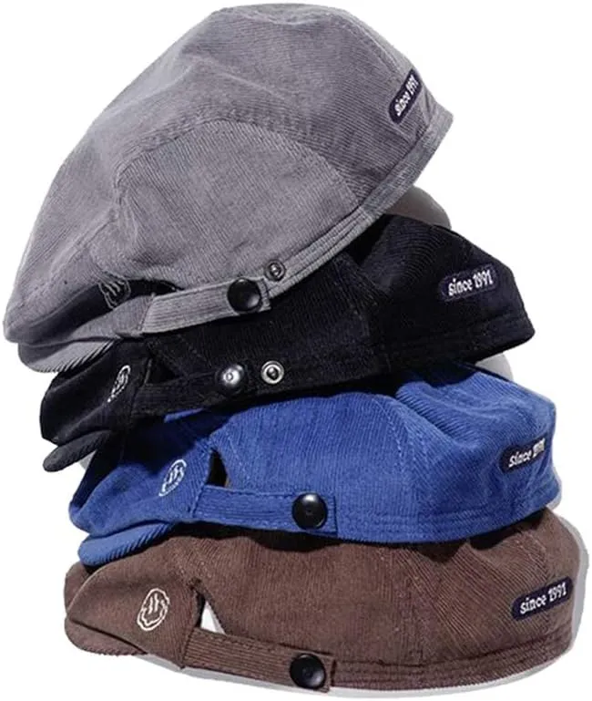 Croogo Men's Newsboy Flat Cap Corduroy Ivy Cap Casual Winter Duckbill Hat Irish Catsby Golf Beret Hat