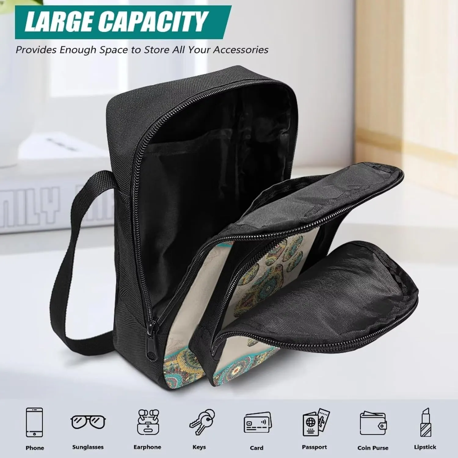 Crossbody Bag for Women Men Trendy Sling Purse with Adjustable Strap Casual Handbag Travel Shoulder Bag for Hiking