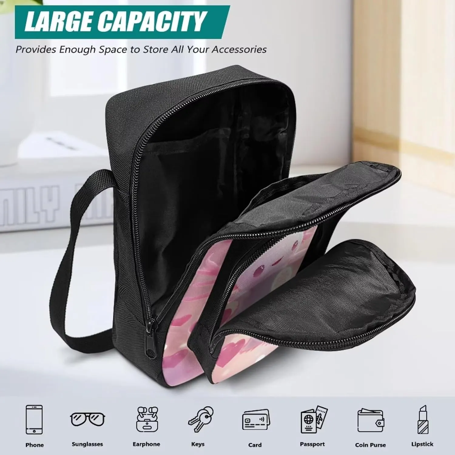 Crossbody Bag for Women Men Trendy Sling Purse with Adjustable Strap Casual Handbag Travel Shoulder Bag for Hiking