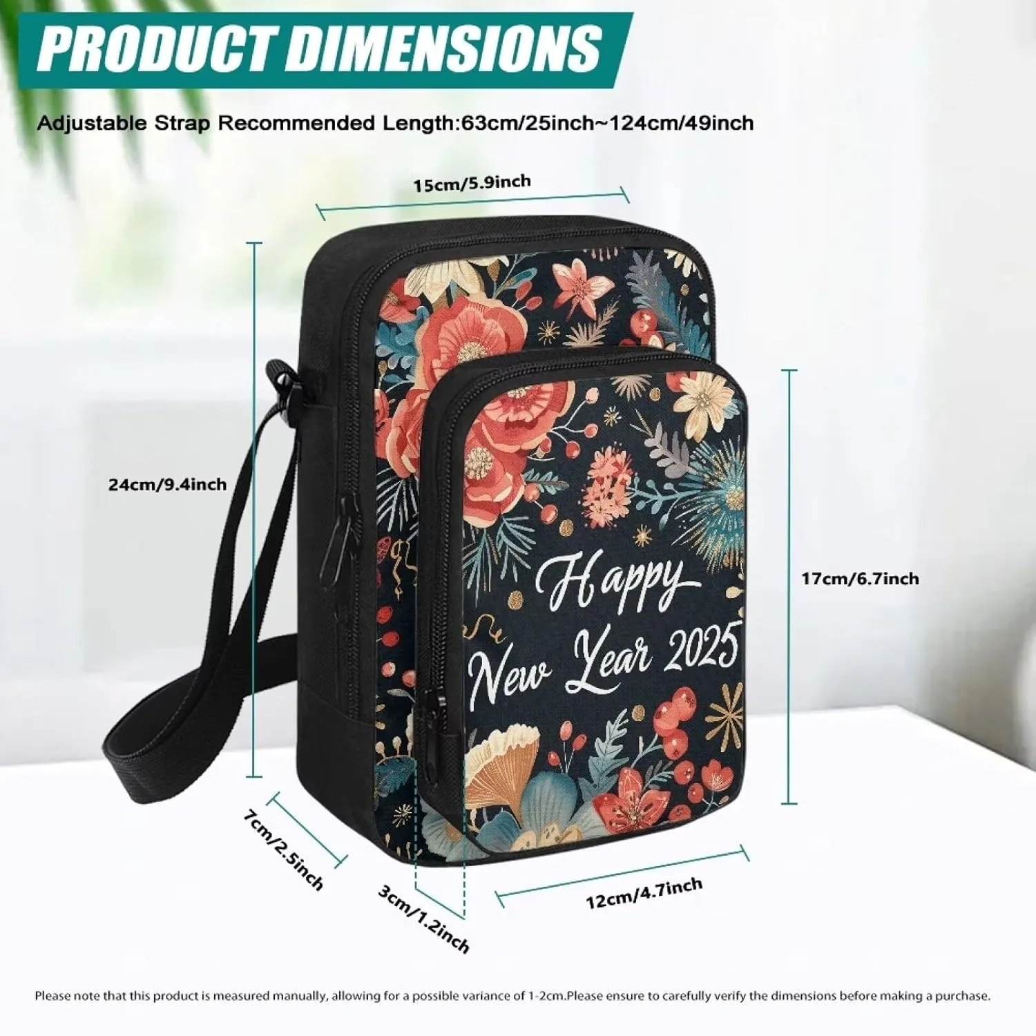 Crossbody Bag for Women Men Trendy Sling Purse with Adjustable Strap Casual Handbag Travel Shoulder Bag for Hiking