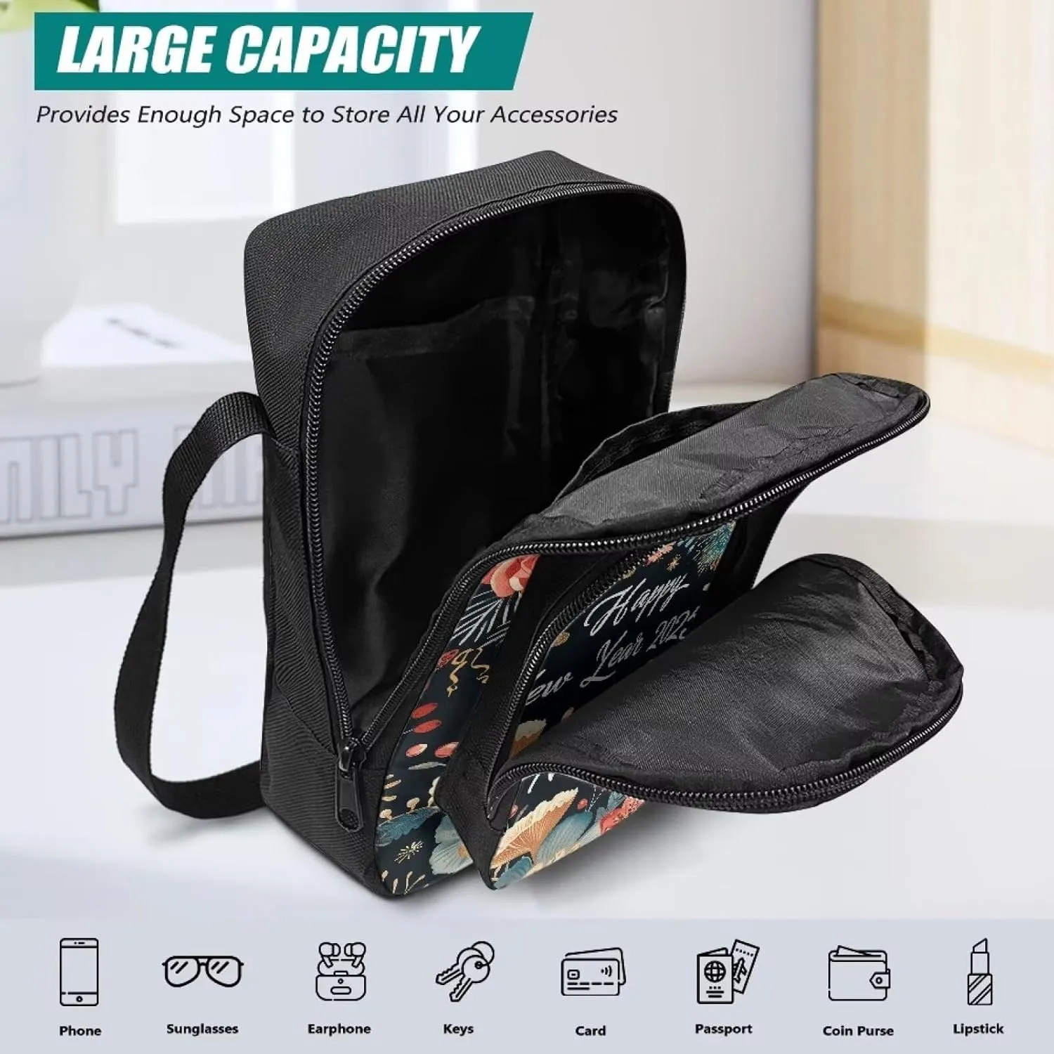 Crossbody Bag for Women Men Trendy Sling Purse with Adjustable Strap Casual Handbag Travel Shoulder Bag for Hiking