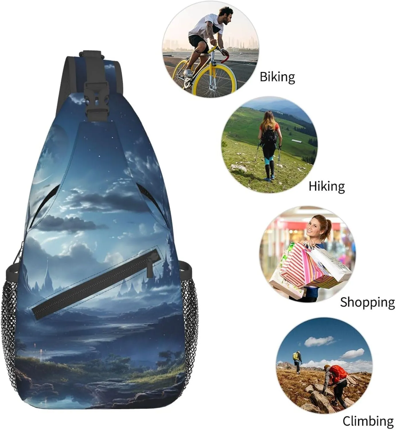 Crossbody Bags for Women Men Trendy Sling Bag Casual Chest Bag Mosaic Collage Shoulder Bag for Travel Sport