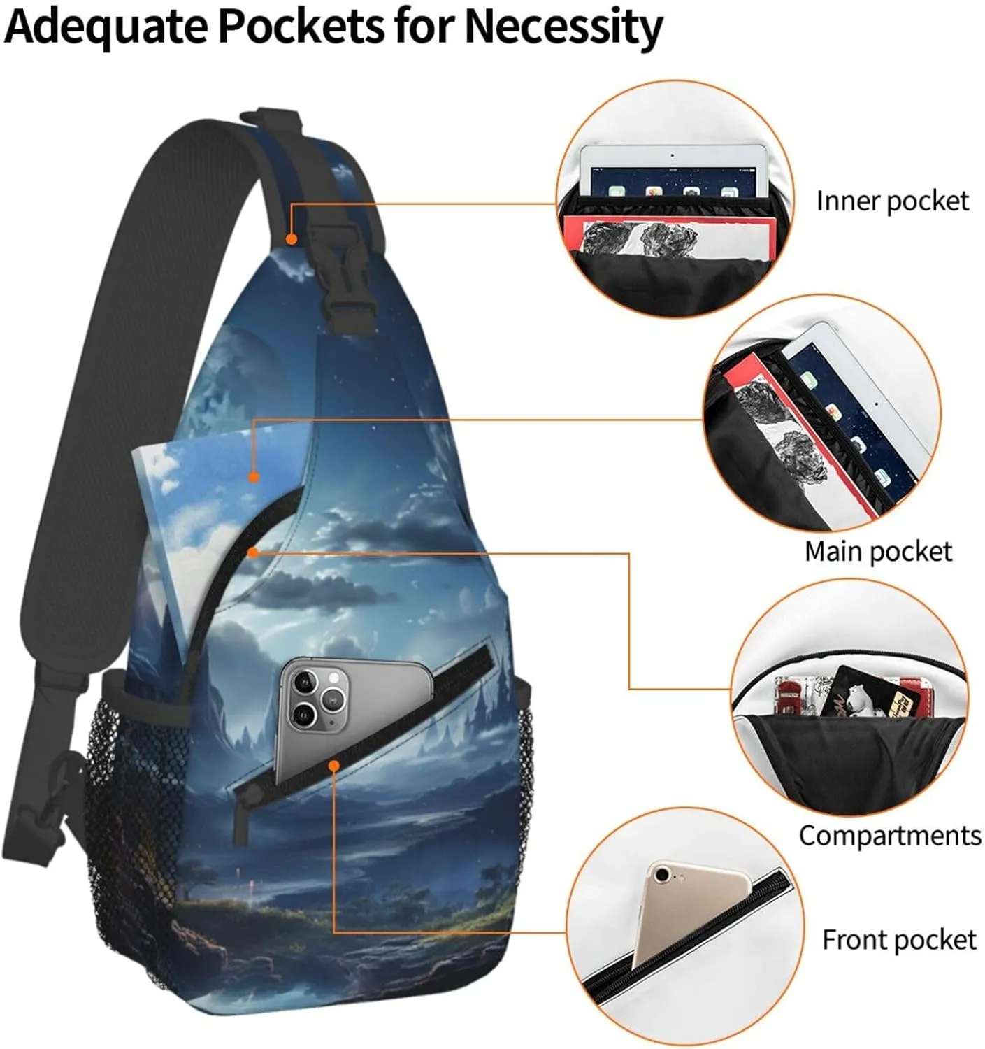 Crossbody Bags for Women Men Trendy Sling Bag Casual Chest Bag Mosaic Collage Shoulder Bag for Travel Sport
