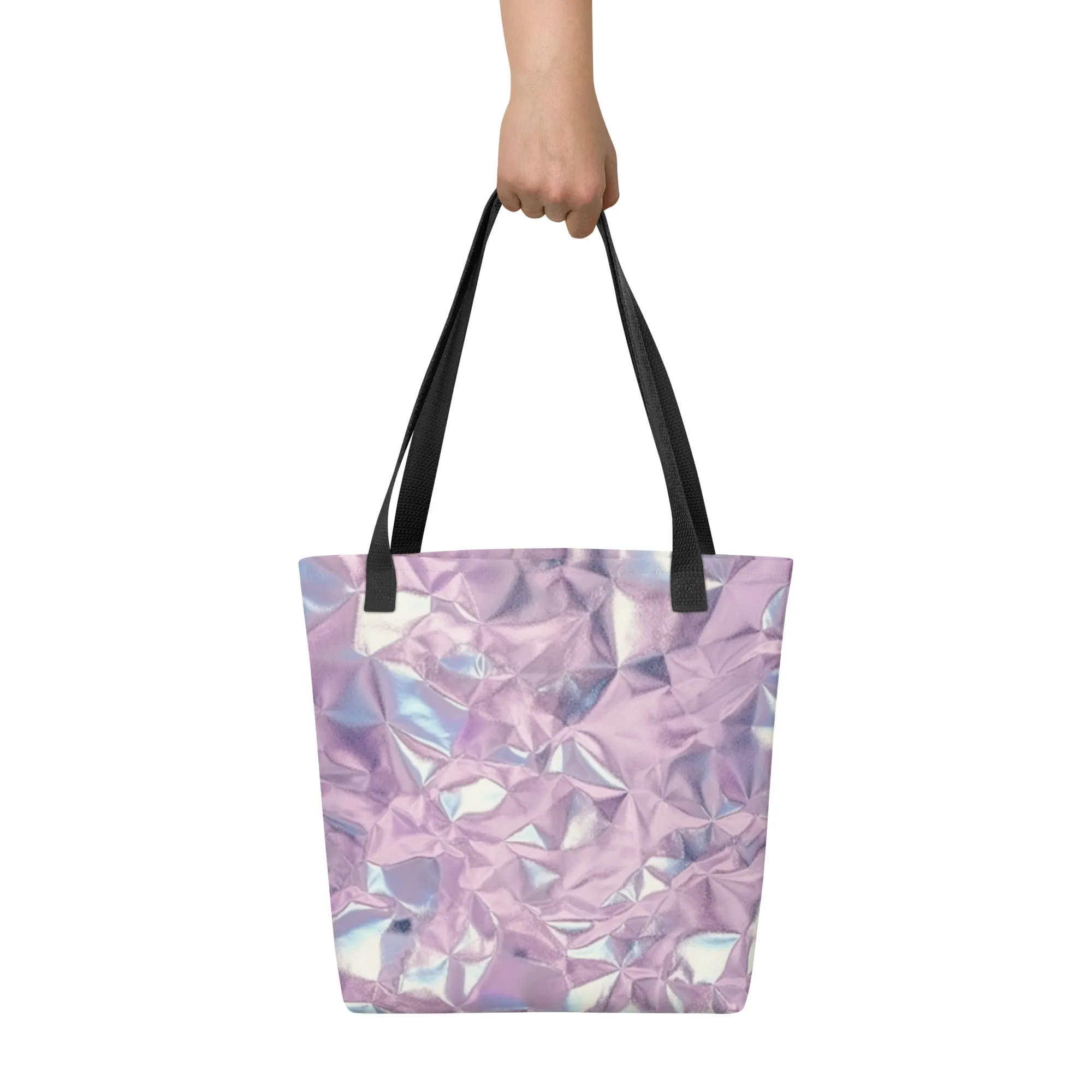 Crushed Pink Metallic All Over Print Tote Bag