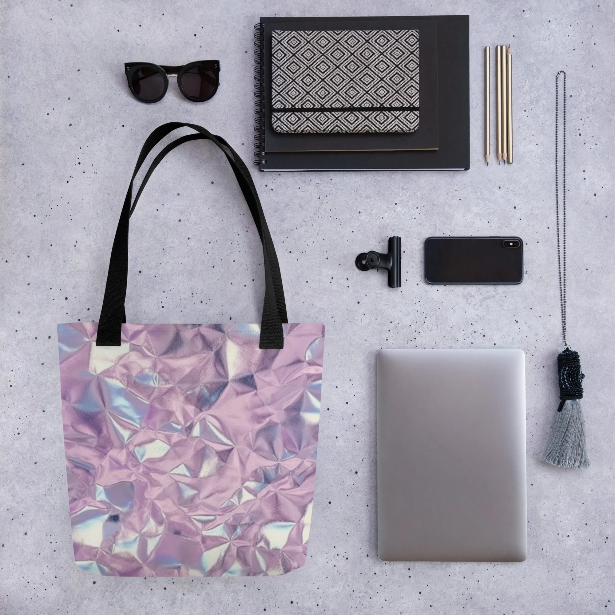 Crushed Pink Metallic All Over Print Tote Bag