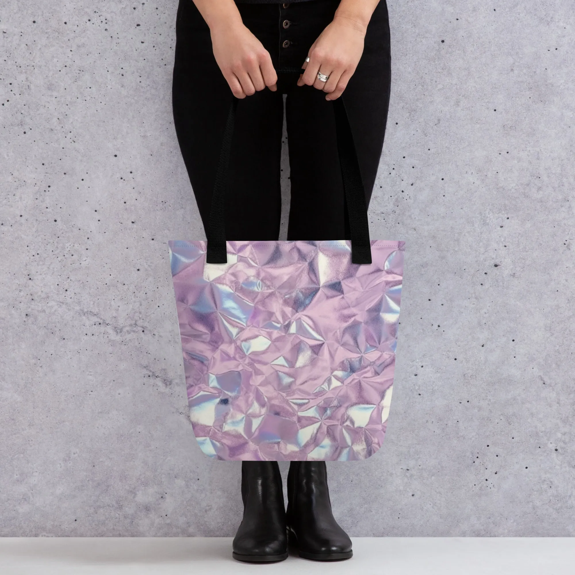 Crushed Pink Metallic All Over Print Tote Bag