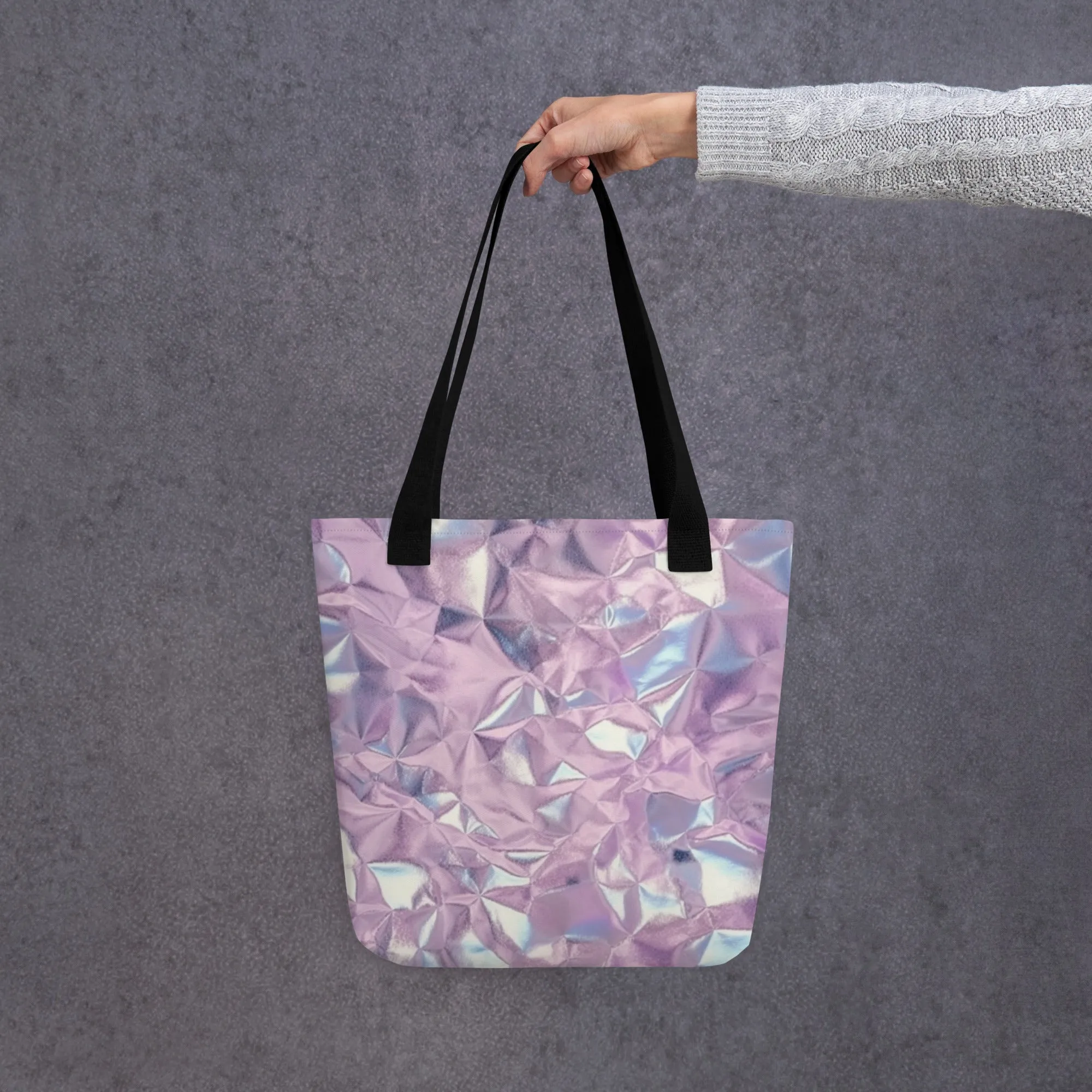 Crushed Pink Metallic All Over Print Tote Bag