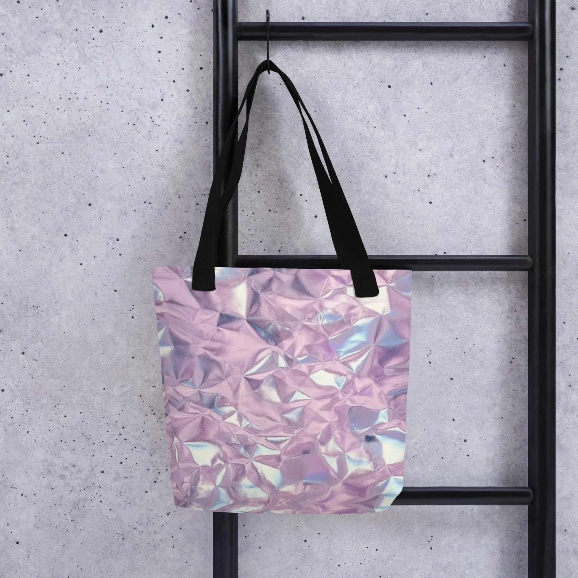 Crushed Pink Metallic All Over Print Tote Bag