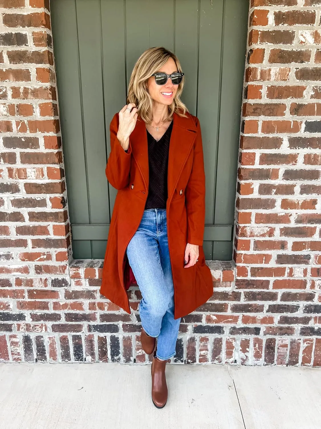 CURLBIUTY Women's Pea Coat Double Breasted A Line Long Trench Coat Winter Dress Coat with Pockets